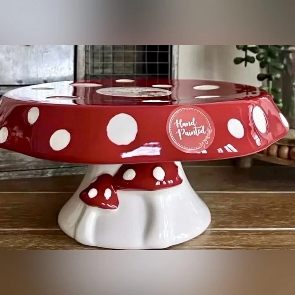 Red and White Mushroom Cake Stand